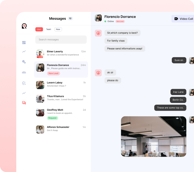 Screenshot of Immigration company’s chat with a customer.